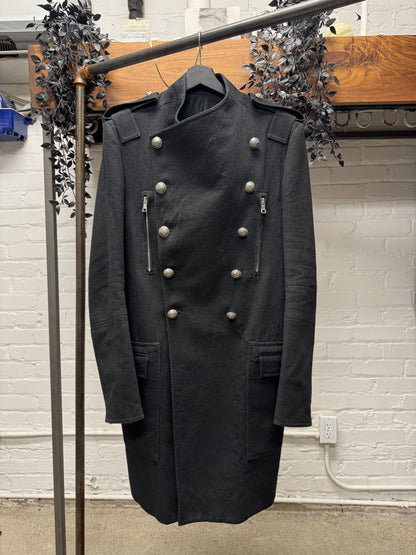 AW2012 Balmain by Olivier Rousteig Double Breasted Full Length Military Wool Coat
