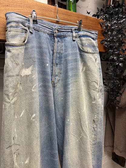 Acne Studios Paint Splattered ‘Supper Baggy’ Light Wash Blue Denim