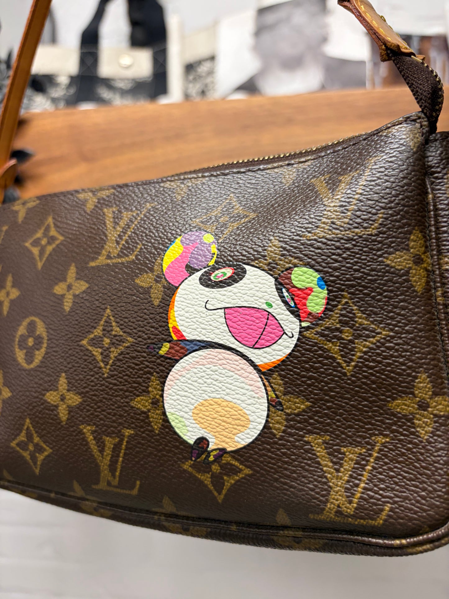 SS2003 Louis Vuitton x Takashi Murakami ‘Panda’ Monogram  ‘Pochette’ Mini Shoulder Bag