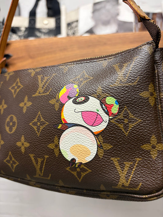 SS2003 Louis Vuitton x Takashi Murakami ‘Panda’ Monogram  ‘Pochette’ Mini Shoulder Bag