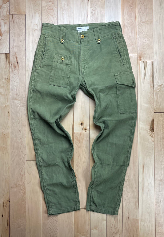 Katharine Hamnett Washed Military Green Cargo Pants