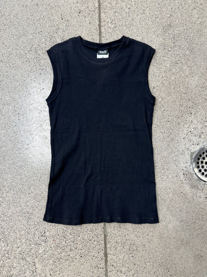 Dolce & Gabbana Ribbed Black Tank Top