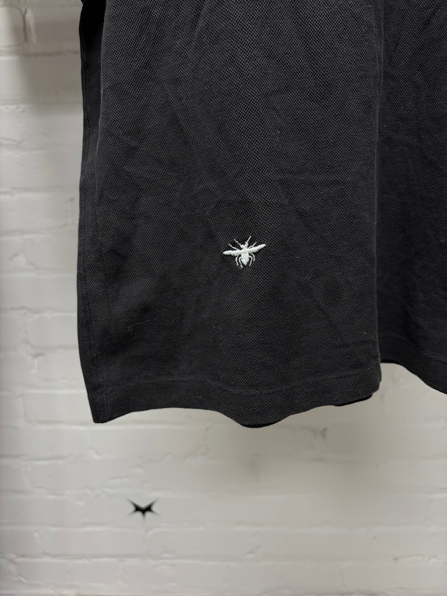 Dior Homme Black Cotton Embroidered ‘Bee Motif’ Polo