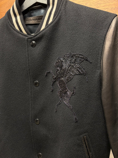 Alexander McQueen Sequin ‘Gryphon’ Wool/Leather Black Varsity Jacket