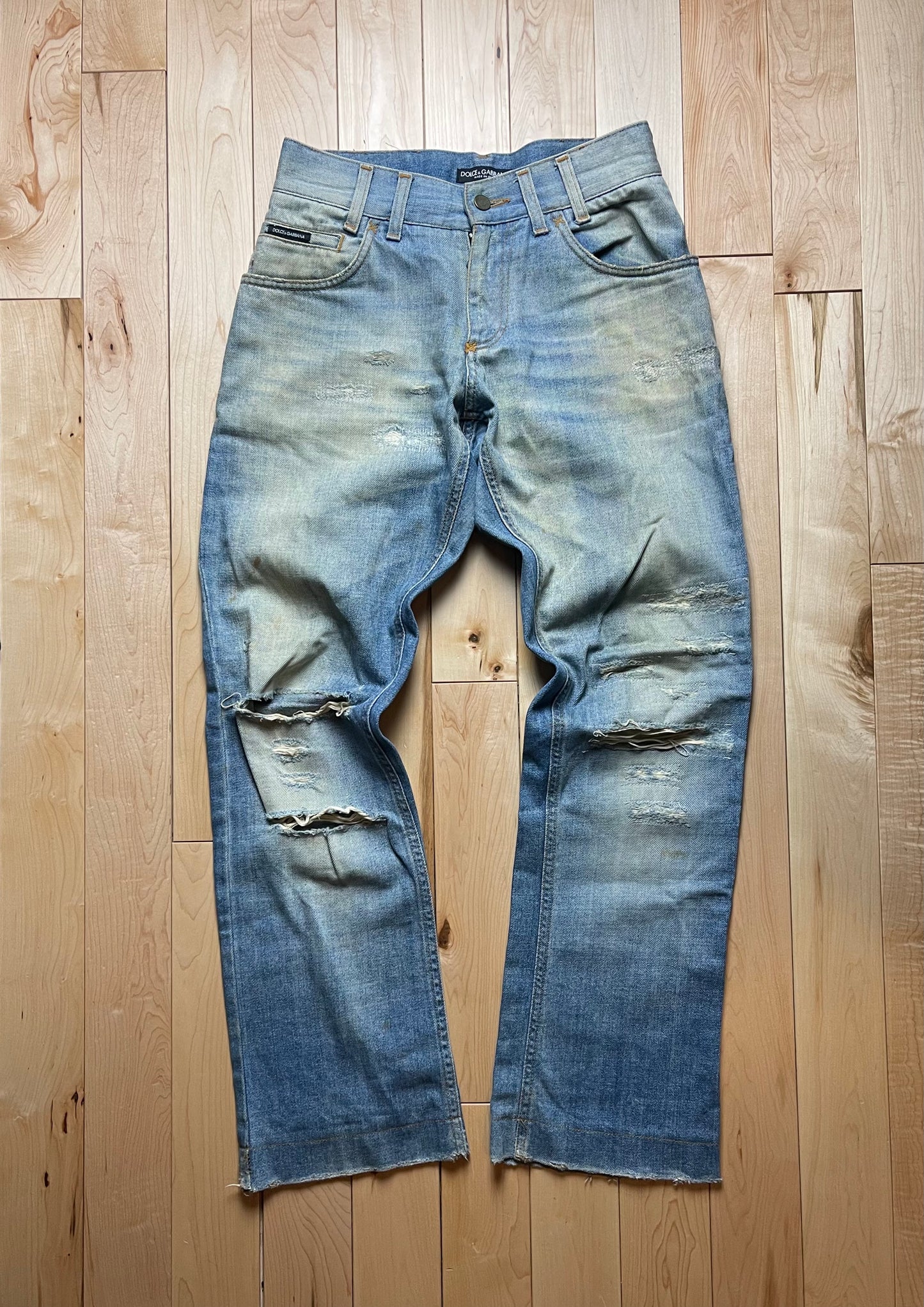 Dolce & Gabbana Light Wash Distressed Boot Cut Denim