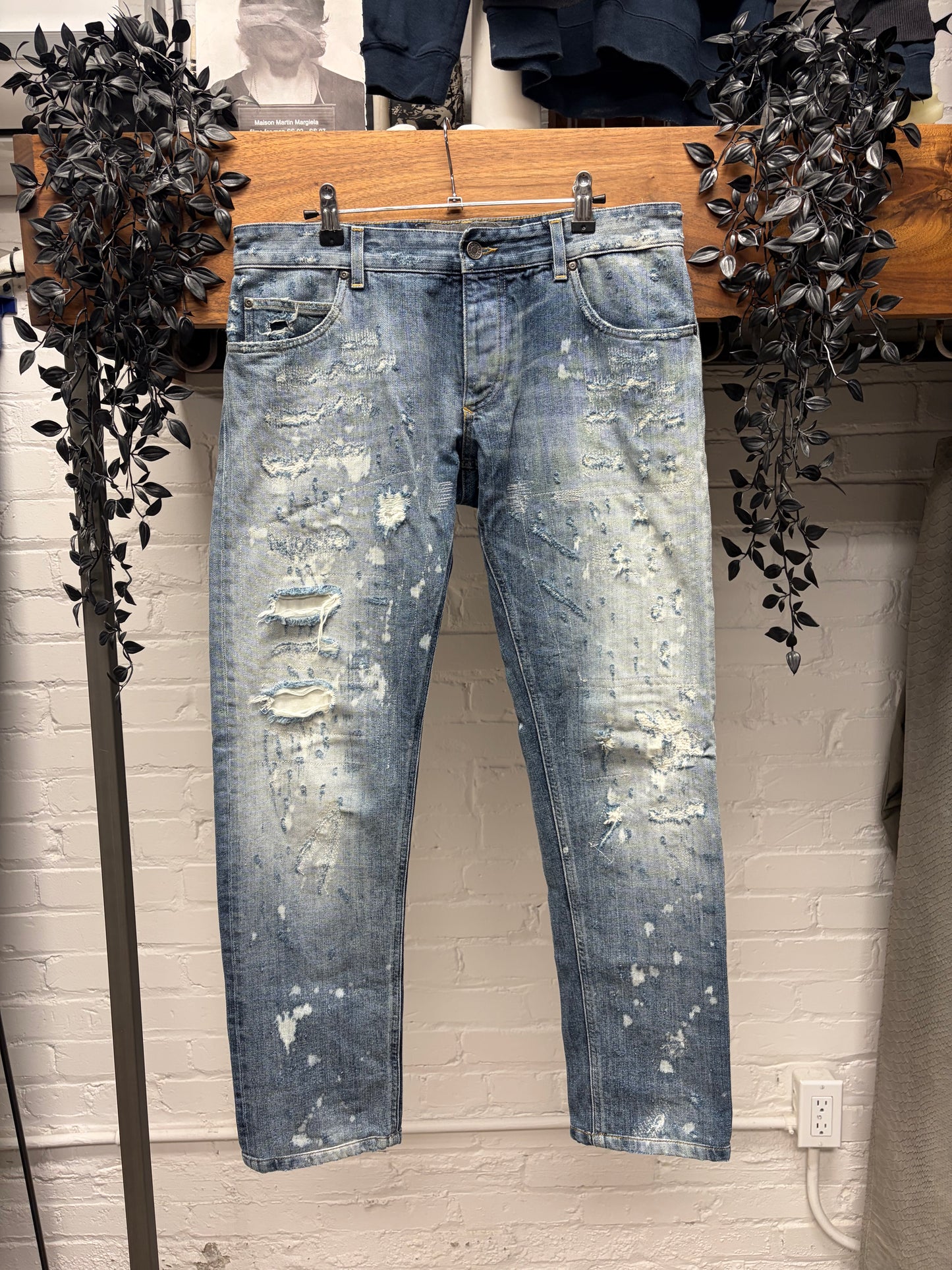 Dolce & Gabbana Heavily Distressed Blue Bootcut Denim