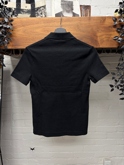 SS1997 Gucci by Tom Ford ‘V-Cut’ GG Embroidered Logo Black Ribbed Cotton Polo