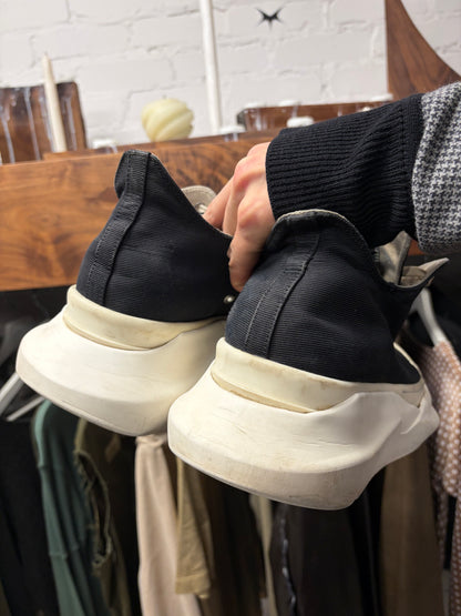 Rick Owens ‘Abstract Sole’ Ramones Black Canvas Low Top Sneakers