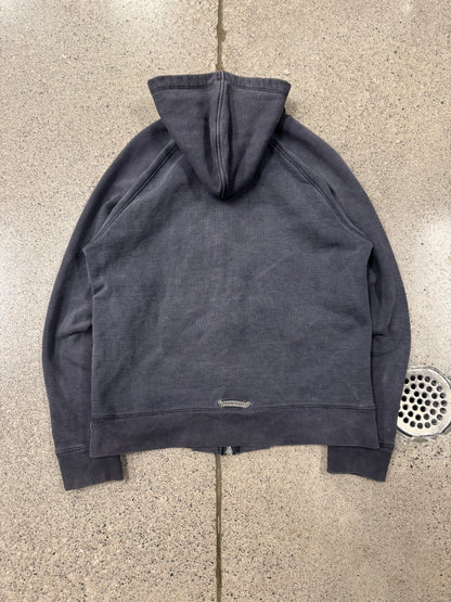 Chrome Hearts ‘Paper Jam’ Leather Cross Patch Sun-Faded Zip Up Hoodie