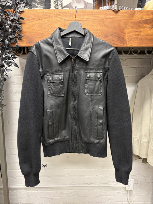 AW2005 Dior Homme by Hedi Slimane ‘In the Morning’ Black Ribbed Wool/Lambskin Leather Jacket