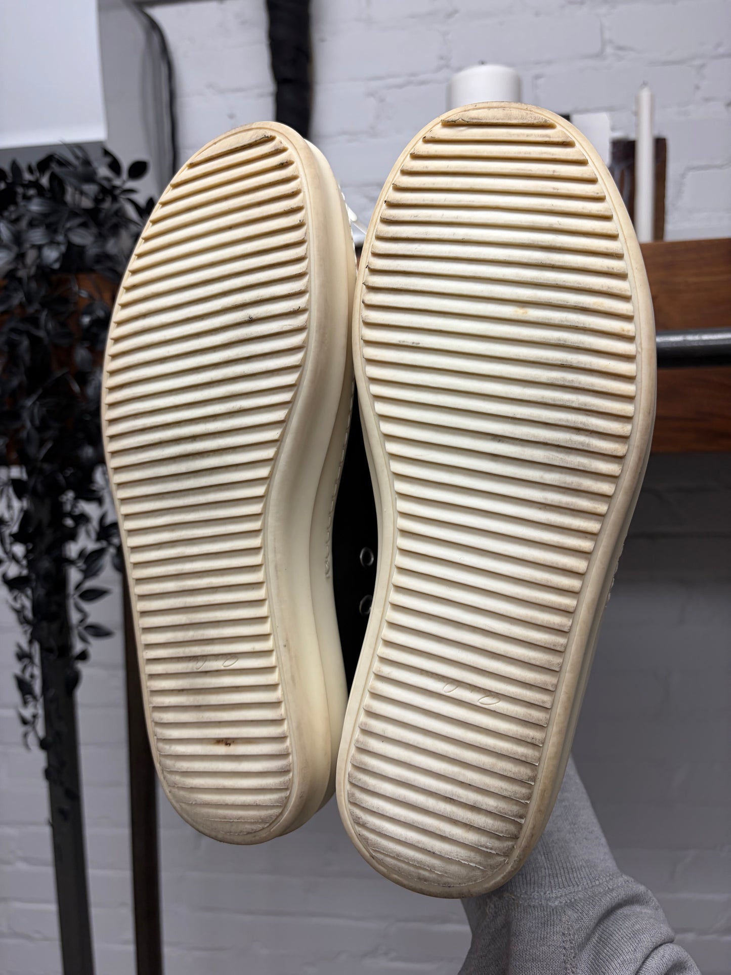 Rick Owens Black/Milk Leather ‘Ramones’ Low Top Sneakers