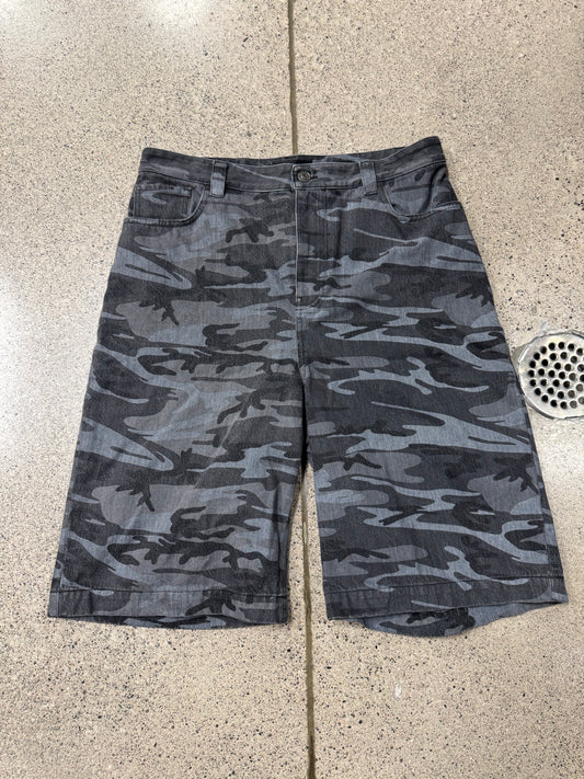 2020 Balenciaga Japan Exclusive ‘Russian Police Camo’ Oversized Denim Shorts