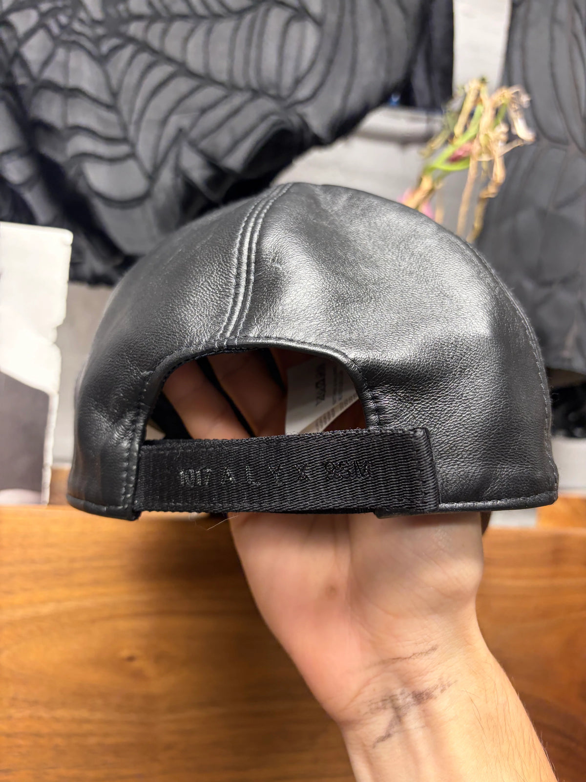 1017 Alyx 9SM ‘Lightercap’ Black Leather Baseball Cap