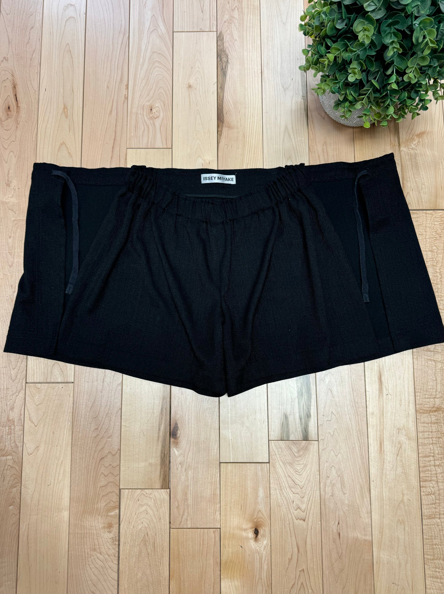 Issey Miyake Wrap Skirt Black Mini Shorts