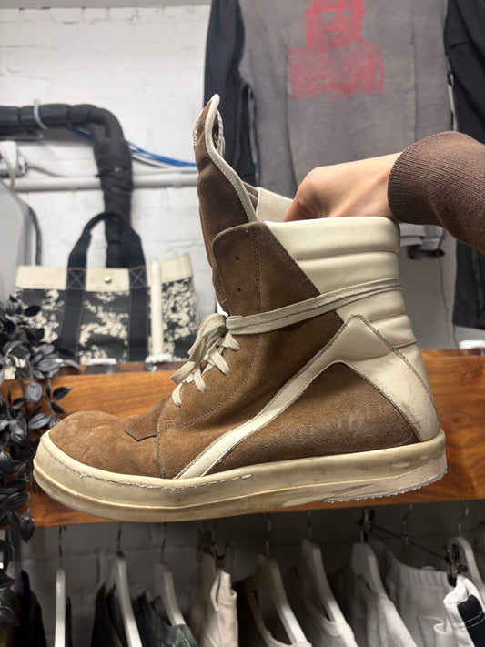 Rick Owens ‘Geobasket’ Dust Brown/Milk Suede High Top Sneakers
