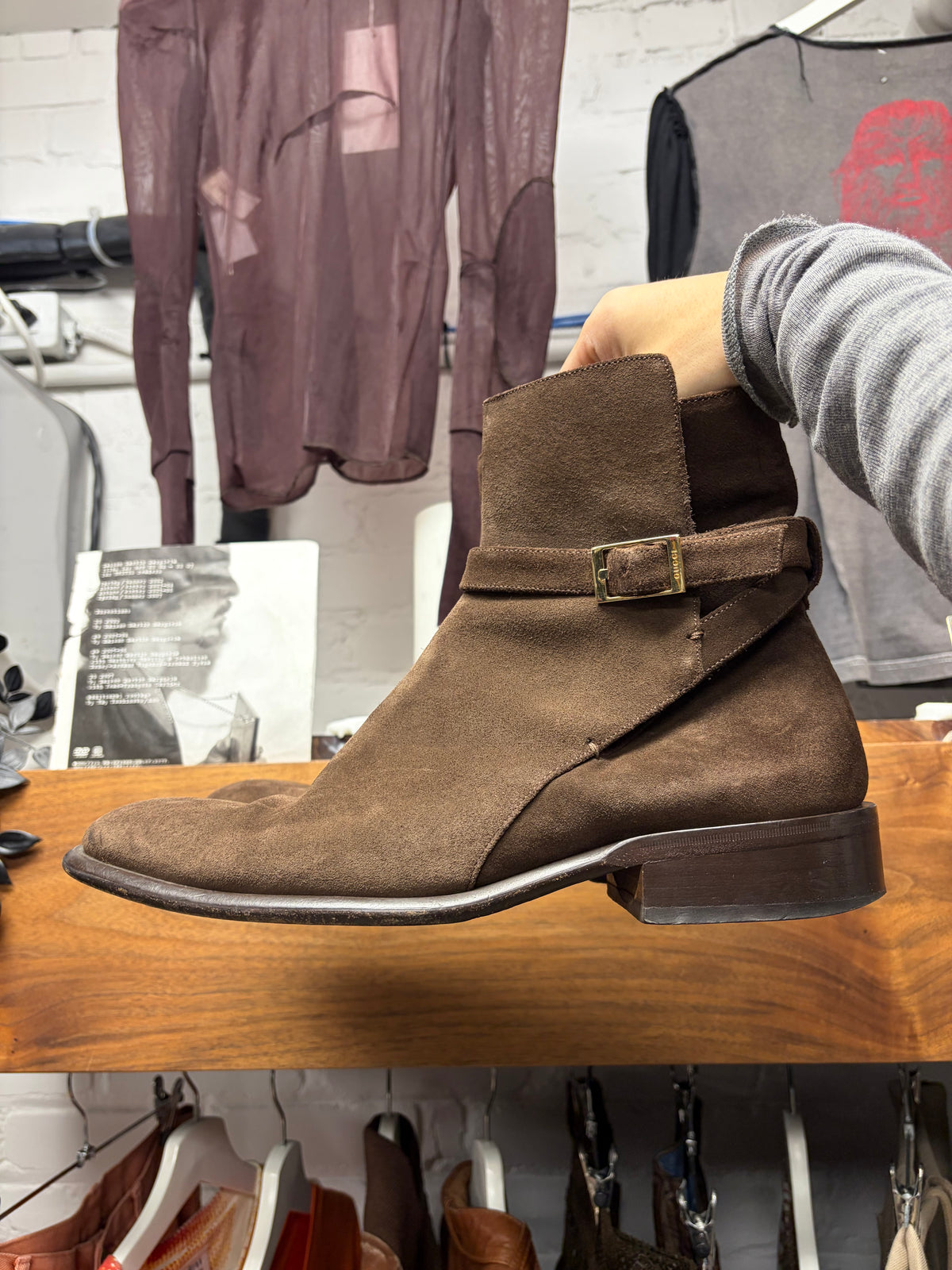 Vintage Gucci Dark Brown Suede ‘Jodhpur’ Belted Chelsea Boots