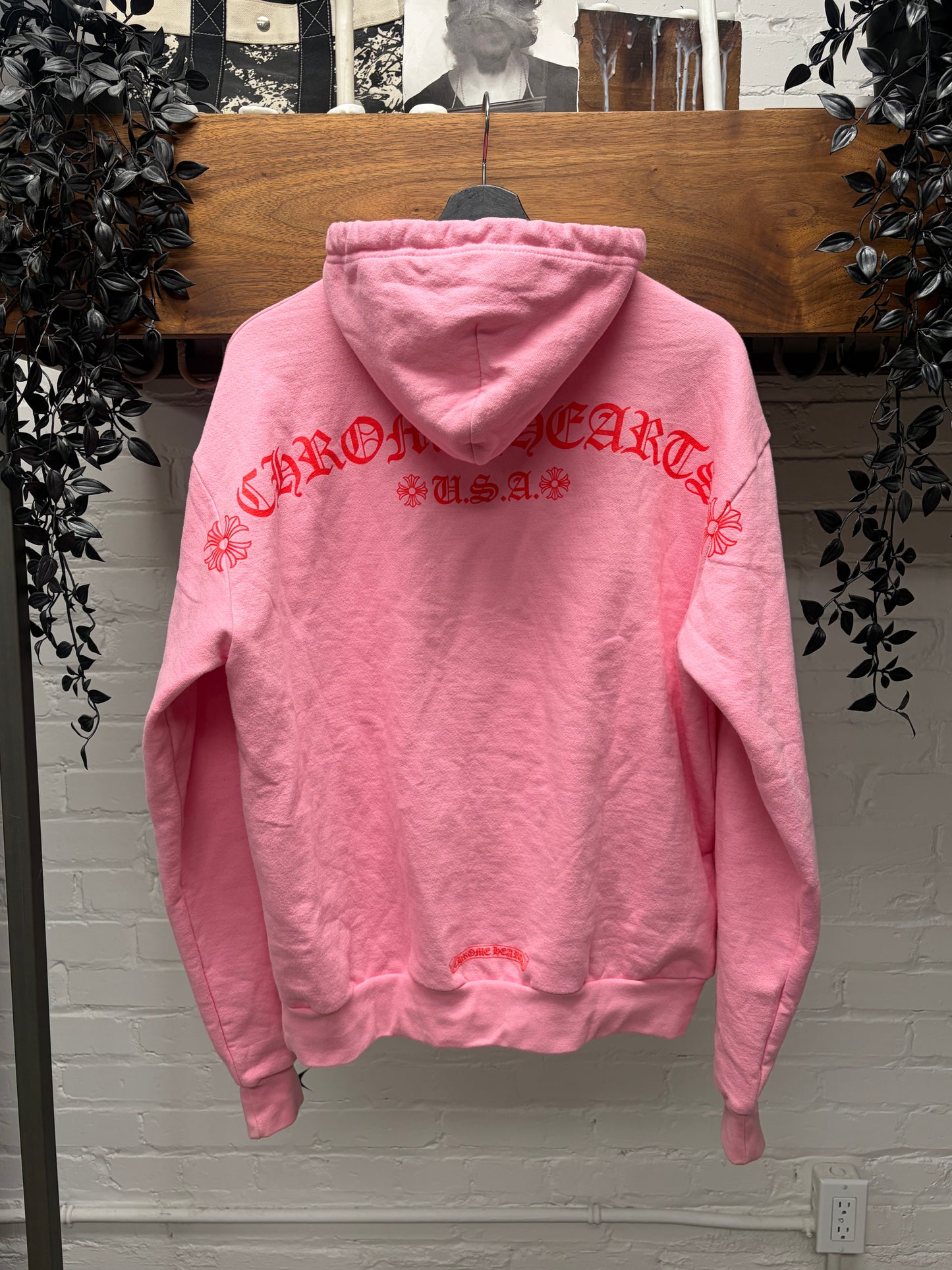 Chrome Hearts Pink ‘T-Bar Logo’ Pullover Hoodie