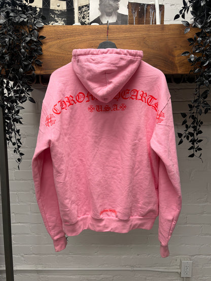 Chrome Hearts Pink ‘T-Bar Logo’ Pullover Hoodie
