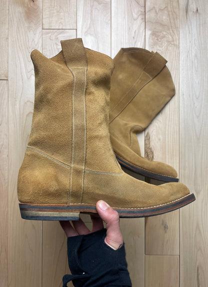 Maison Margiela Pointed Toe Brown Suede Western Boots