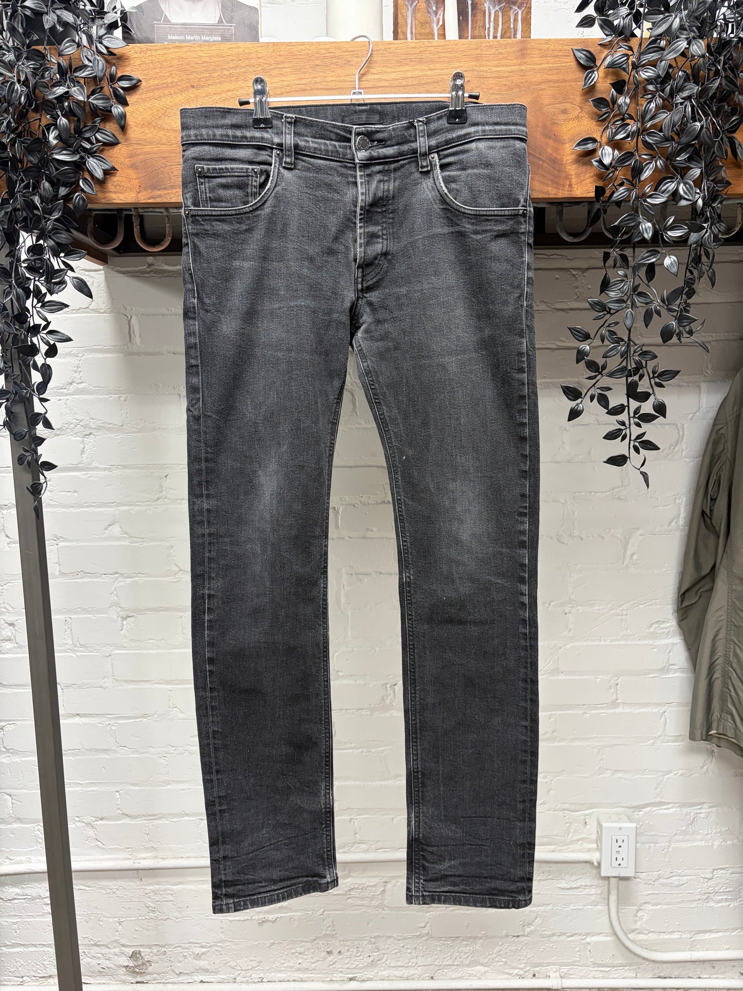 2015 Prada Washed Black Stacked Length Skinny Jeans