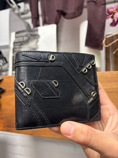 SS2004 Dior Homme by Hedi Slimane ‘Strip’ D-Metal Accented Black Leather Bifold Wallet