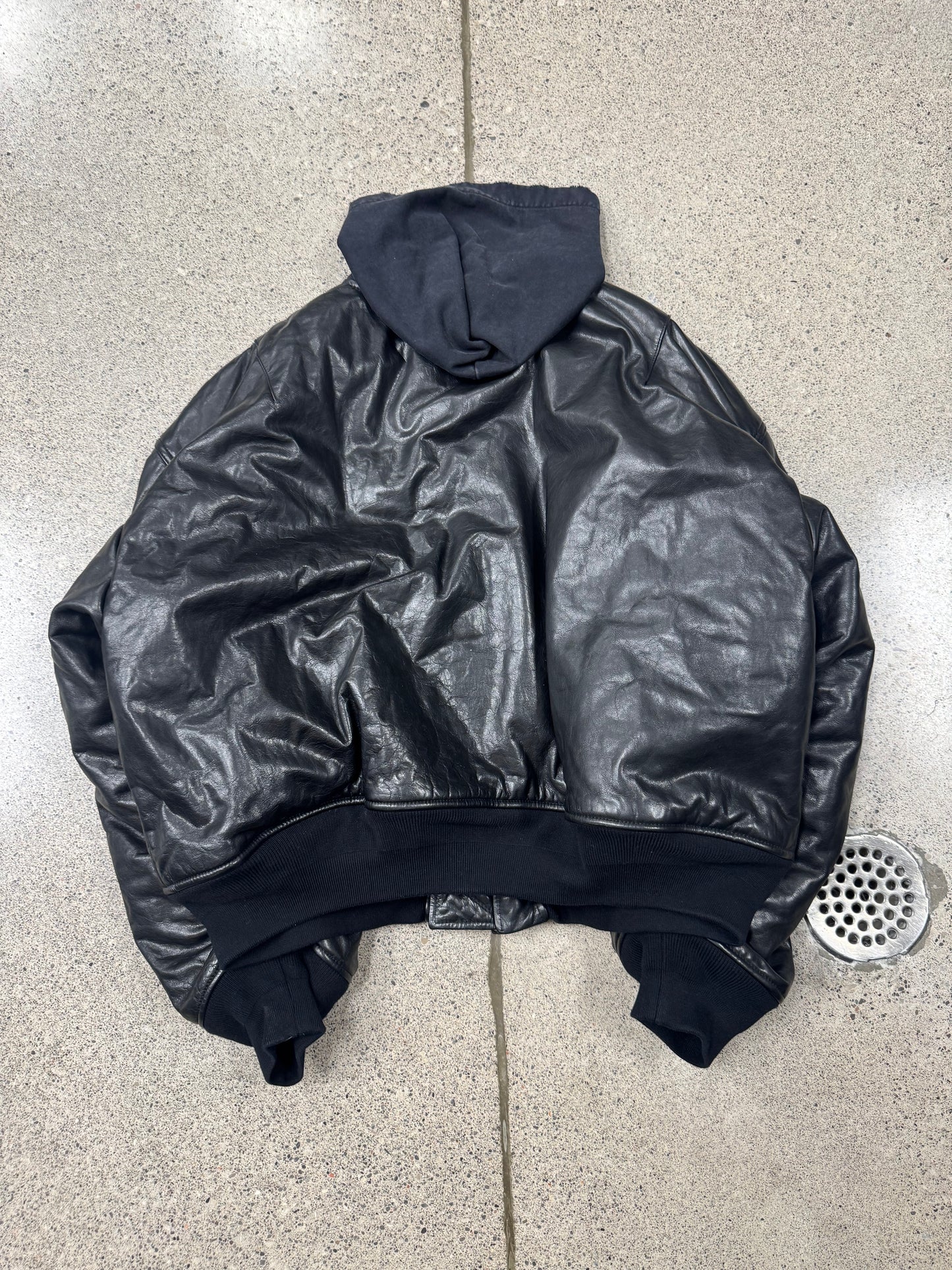 AW2022 Balenciaga ‘Mudshow’ Leather MA-1 Oversized Hooded Bomber Jacket