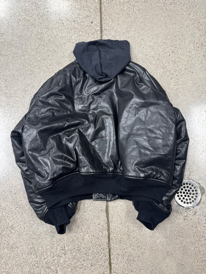 AW2022 Balenciaga ‘Mudshow’ Leather MA-1 Oversized Hooded Bomber Jacket