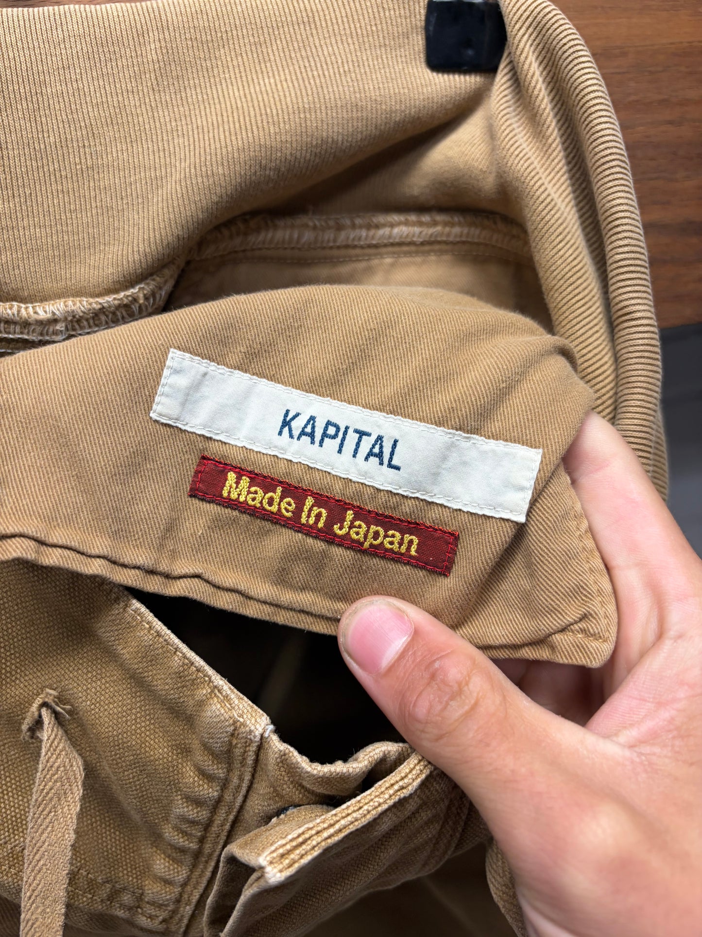 Kapital Denim ‘Sailor’ Tan Brown Drawstring Cotton Shorts