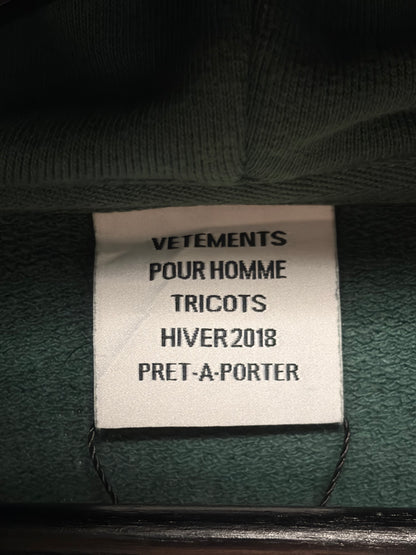 AW2018 Vetements ‘Tourist’ Green Slogan Pullover Hoodie