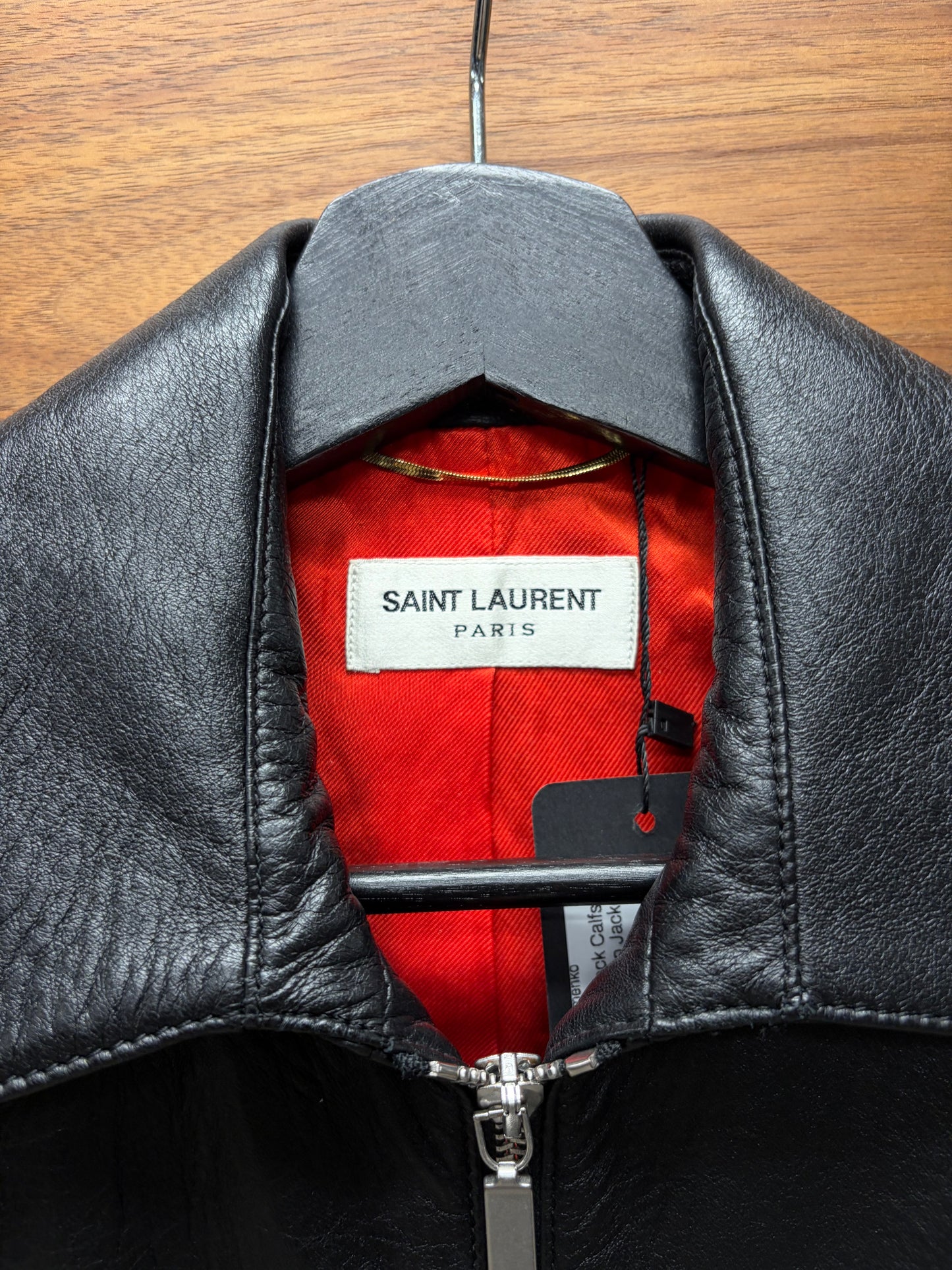 2016 Saint Laurent by Hedi Slimane Black Calfskin Leather Cropped Cargo Jacket