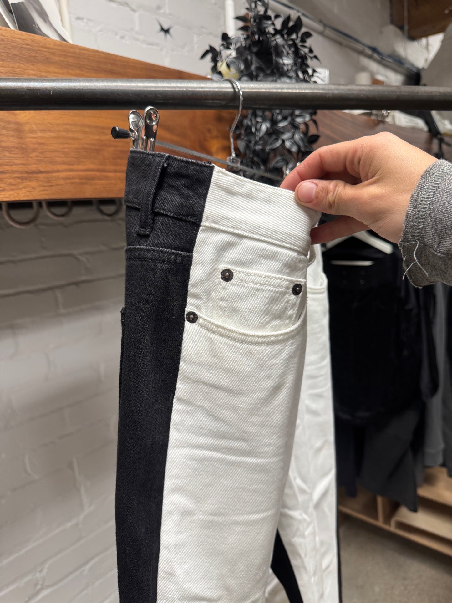 SS2019 Maison Margiela Flared Black/White Split ‘Raw Hem’ Jeans