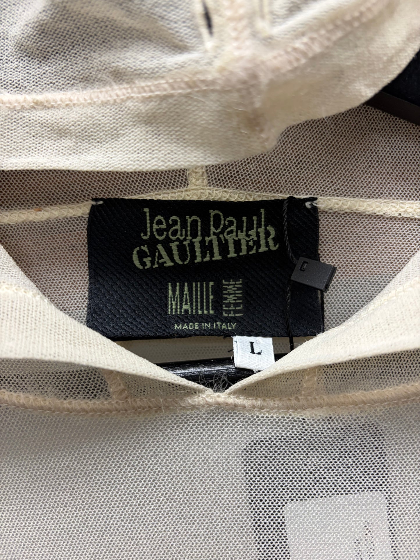 AW2004 Jean Paul Gaultier ‘Maille’ Mesh Hoodie with Lace Trim