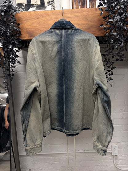 Rick Owens DRKSHDW Mineral/Pearl Degrade Button Snap Denim Jacket