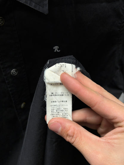 SS2005 Raf Simons Black Embroidered ‘R Logo’ Short Sleeve Collared Shirt