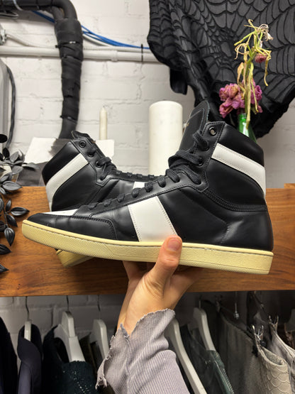 Saint Laurent ‘SL / 10H’ Black/White Leather Court High Top Sneakers