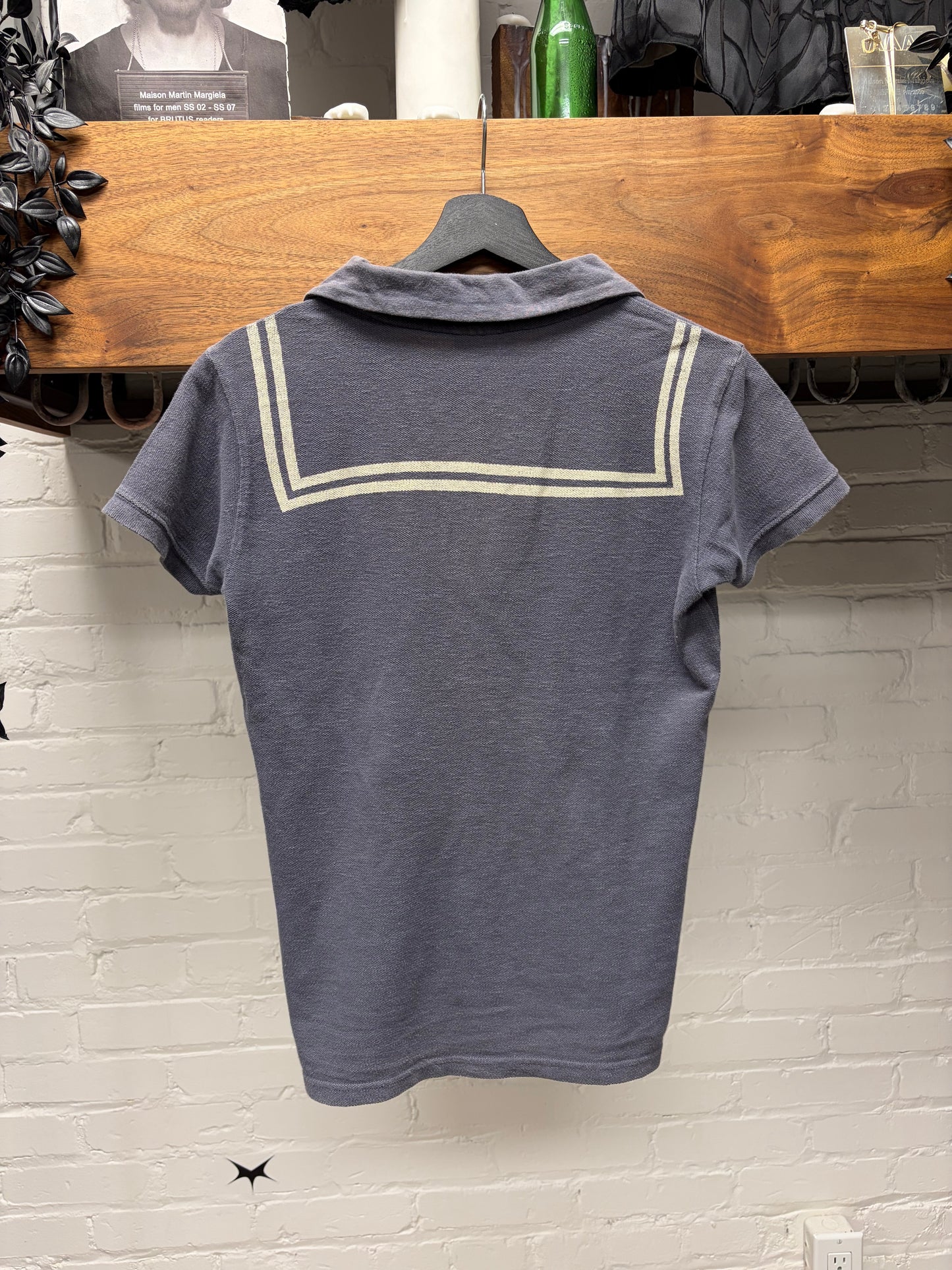 Kapital ‘Sailor’ Lace Collar Blue Sun Faded Polo
