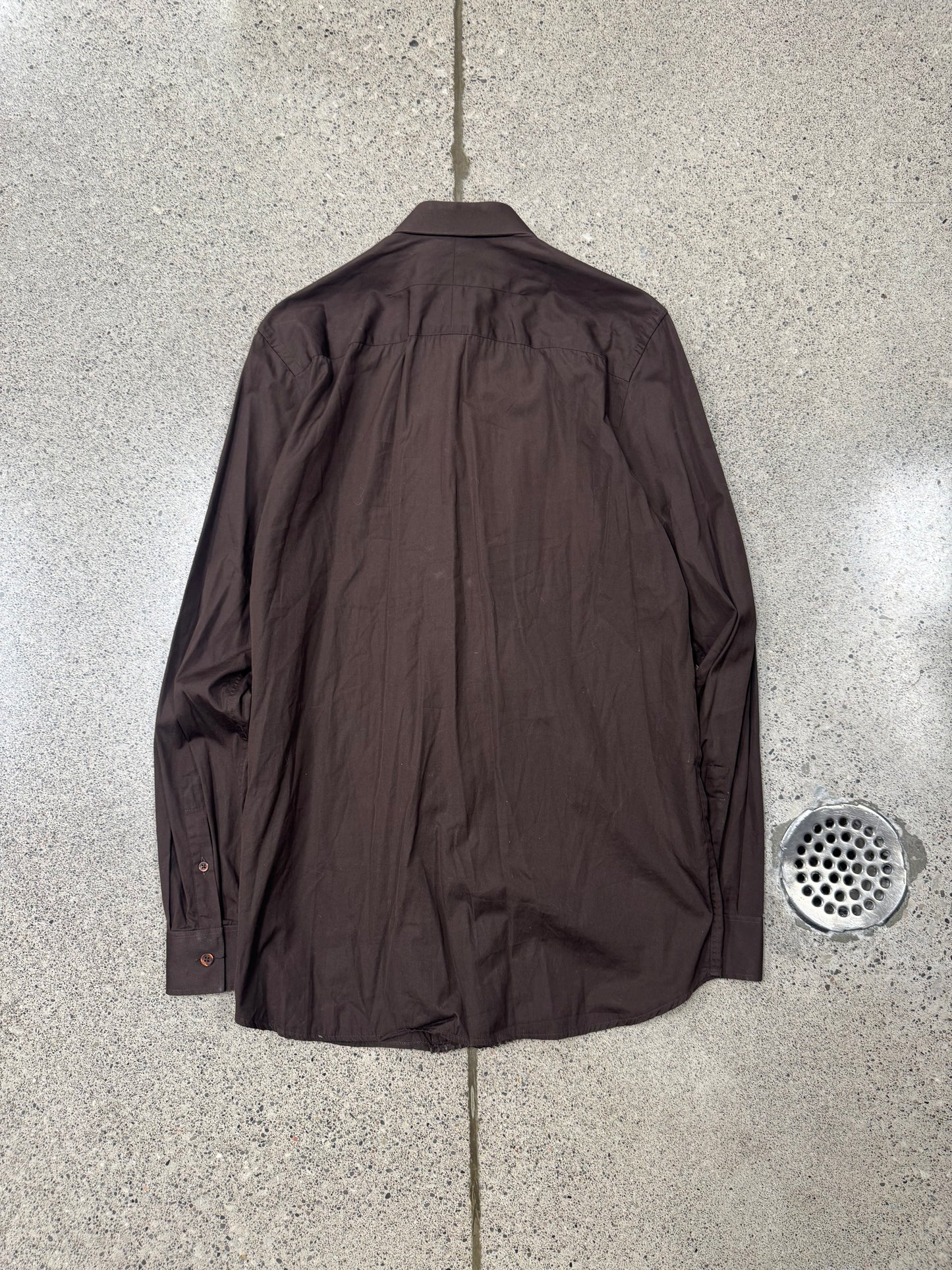 Givenchy ‘Zipper Track’ Brown Concealed Button Down Shirt