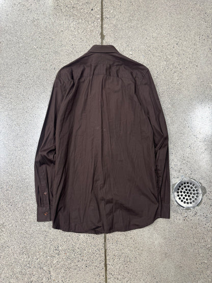 Givenchy ‘Zipper Track’ Brown Concealed Button Down Shirt