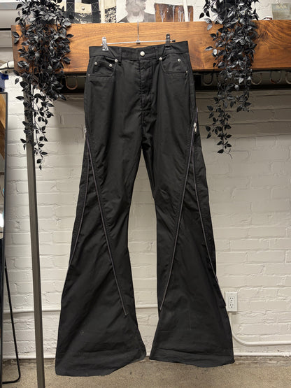 SS2023 Rick Owens ‘Edfu’ Banana Zip Black Flared Leg Pants