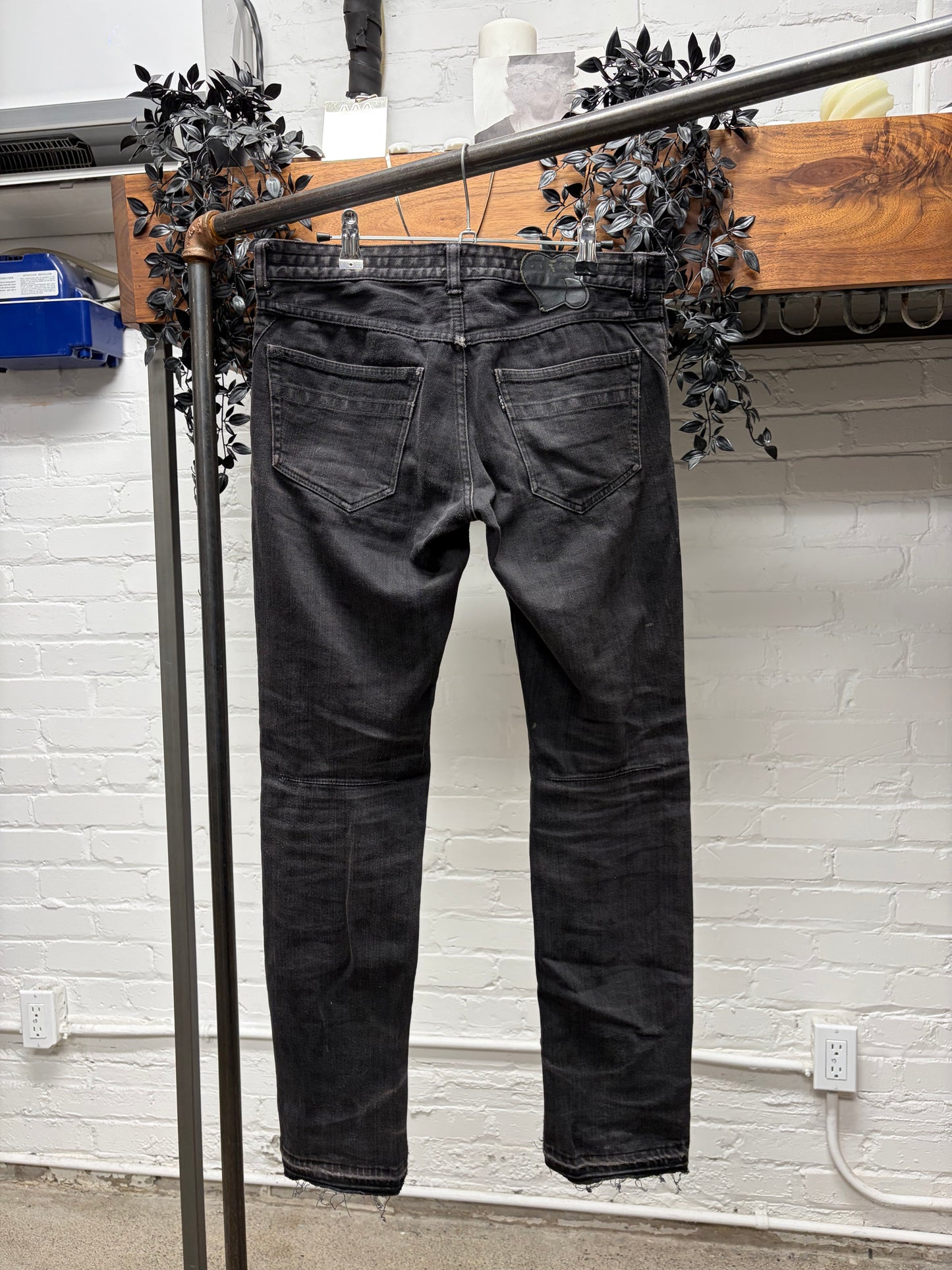 OG Number (N)ine ‘Crying Heart Patch’ Black Sun Faded Skinny Jeans