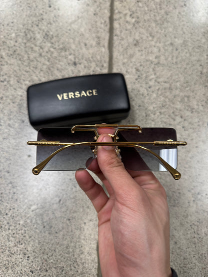 Versace ‘Buff’ Gold Square Shape Medusa Head Sunglasses