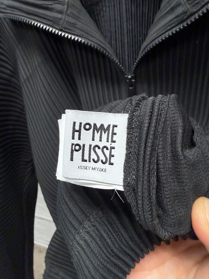 Issey Miyake Homme Plisse Pleated Black Zip-Up Track Jacket