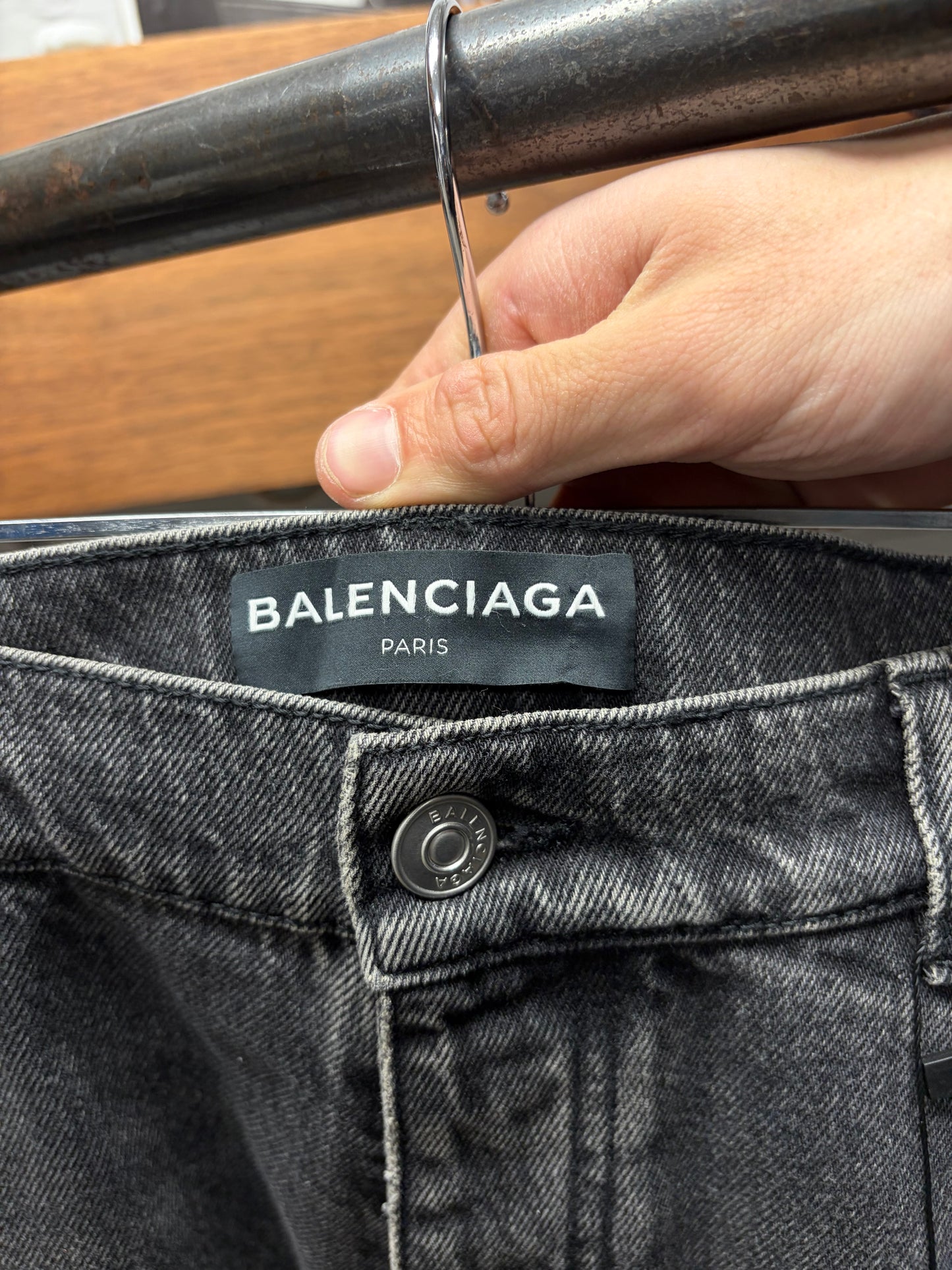 2017 Balenciaga Bootcut Black Classic Washed Denim