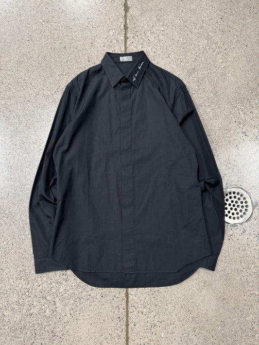 SS2015 Dior Homme ‘Script’ Embroidered Collar Detail Shirt