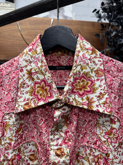 SS2003 Gucci by Tom Ford Pink ‘Western’ Pearl Button Snap Shirt