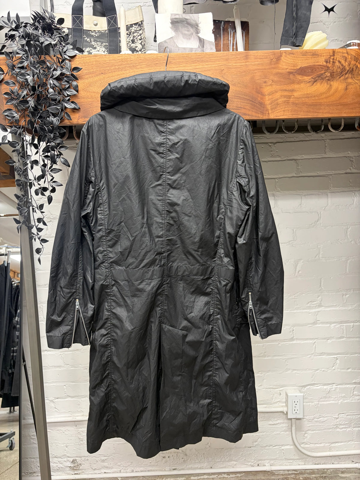 Vintage Helmut Lang ‘Pillow Neck’ Black Long Full Length Coat
