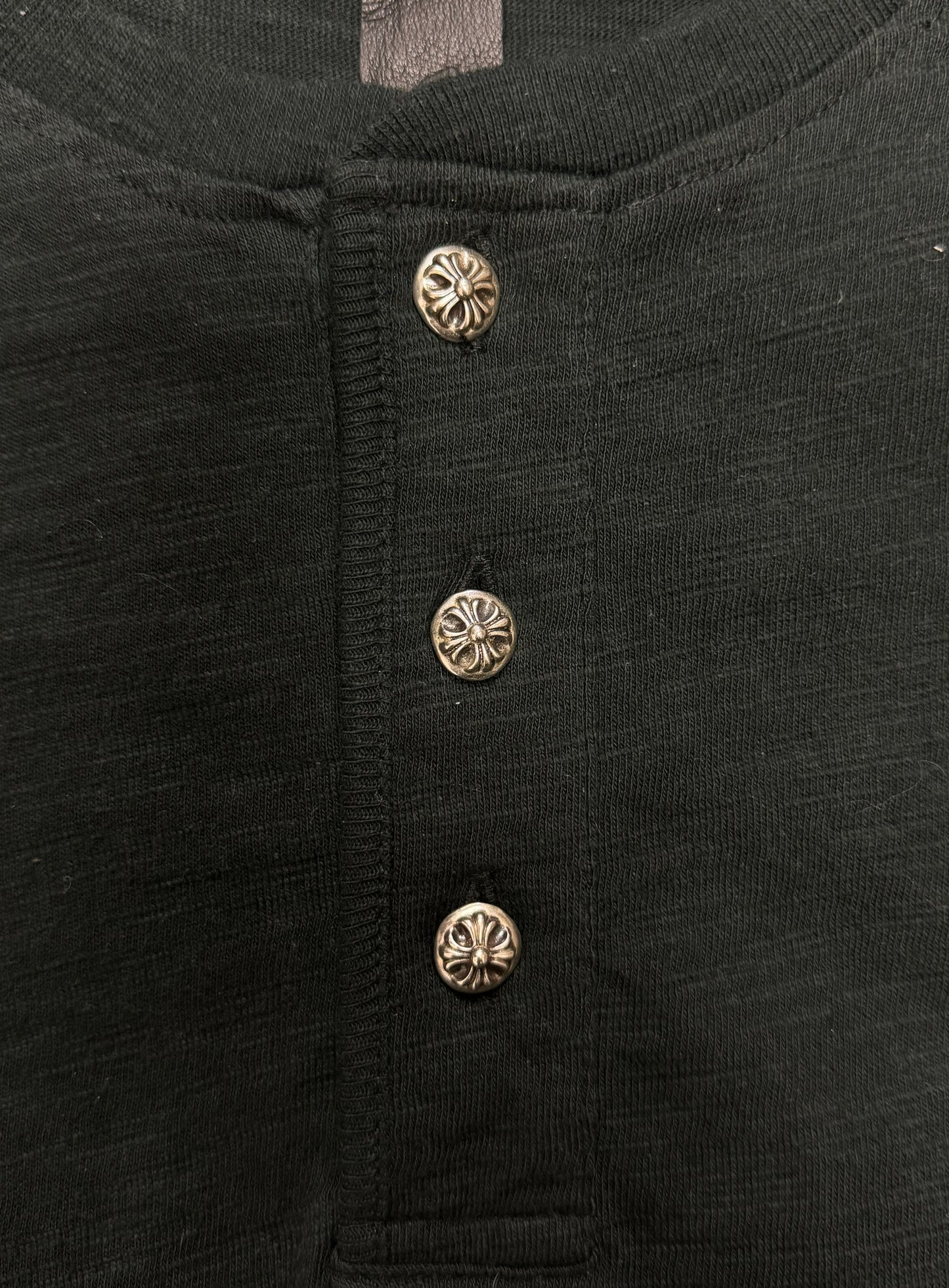 Chrome Hearts Leather Cross Patch Henley Shirt