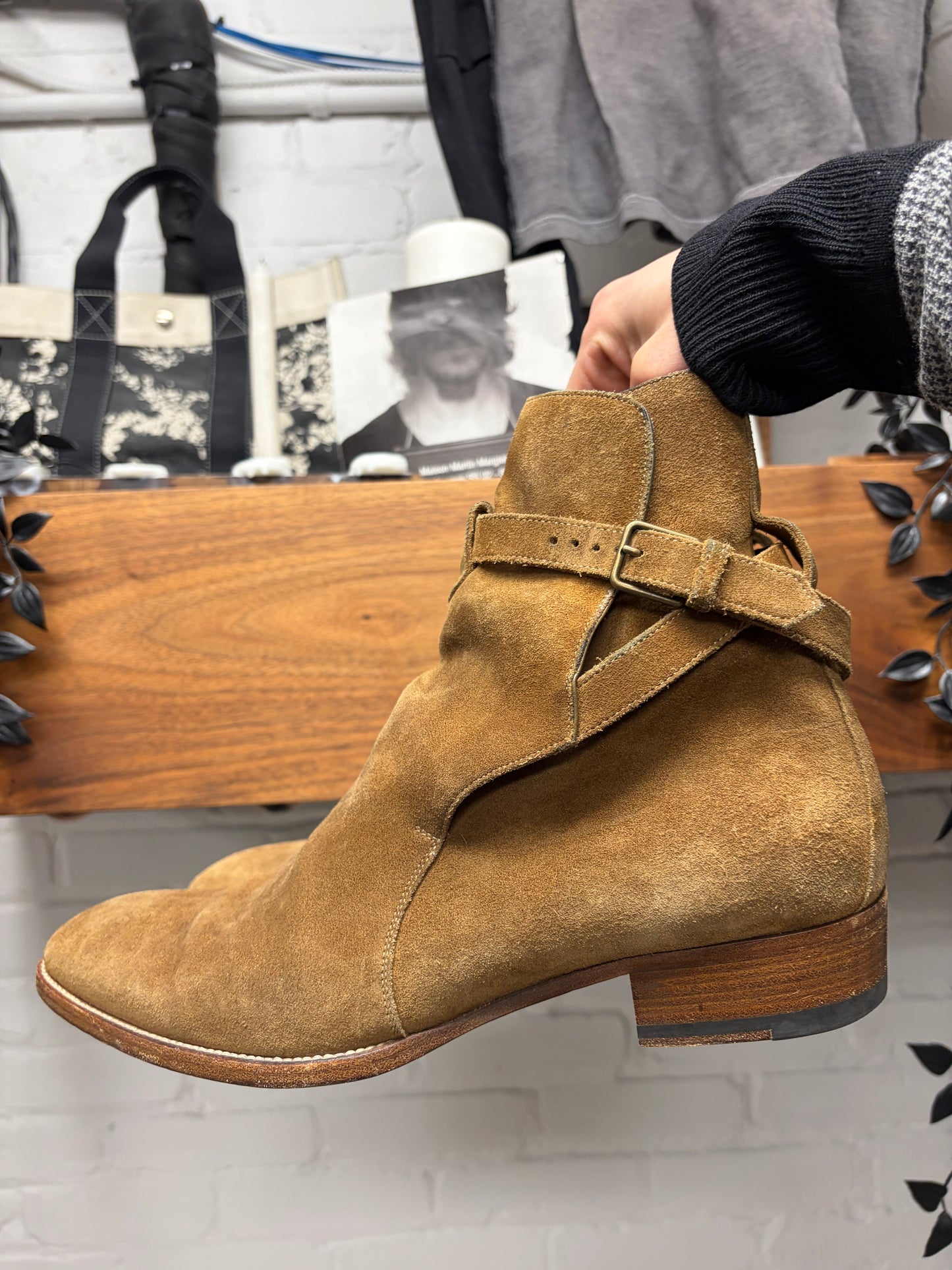 Saint Laurent ‘Wyatt Jodhpur’ Brown Suede Pointed Toe Boots