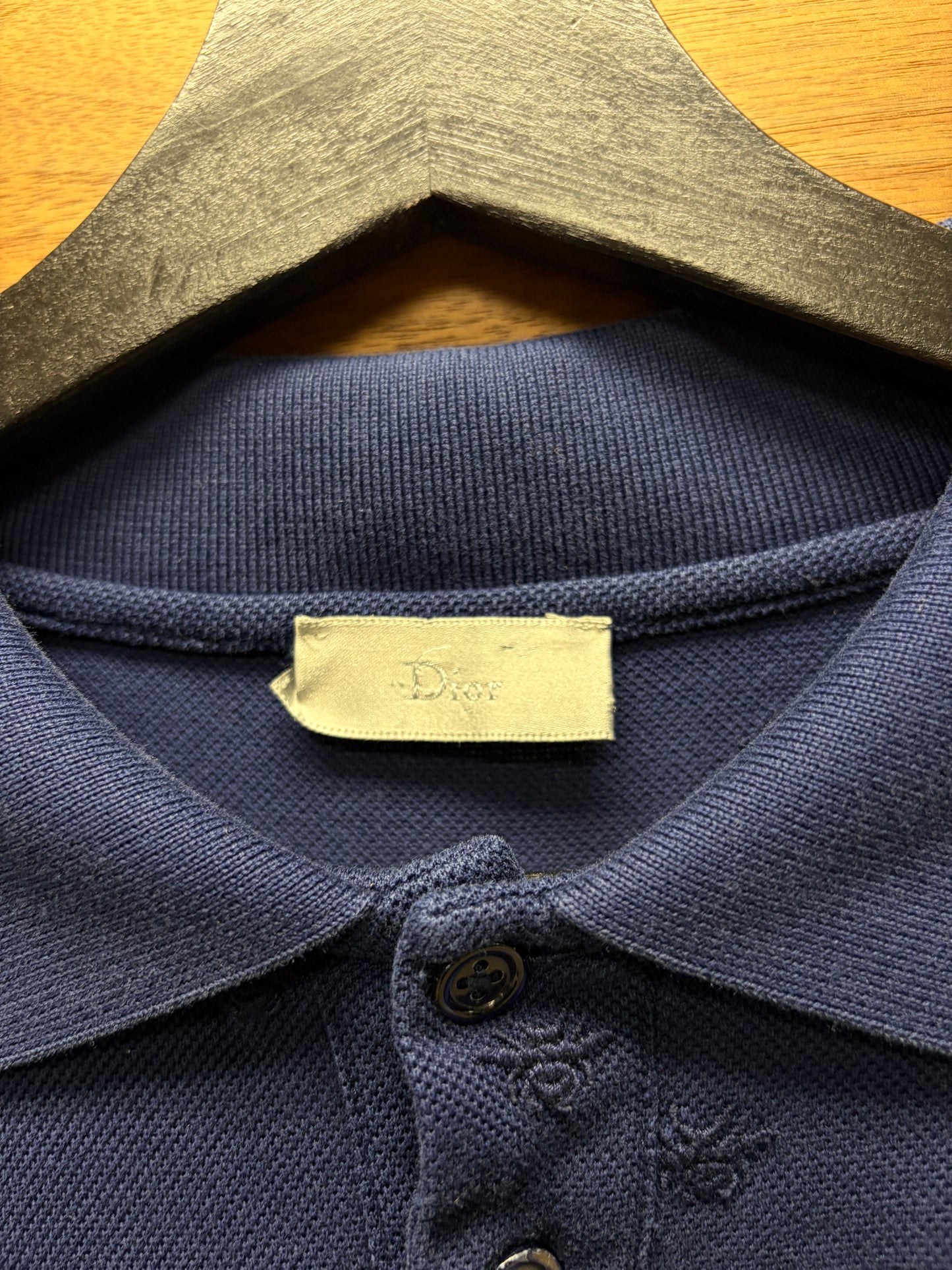 Dior Homme Full Pattern ‘Bee Logo’  Embroidered Navy Blue Polo