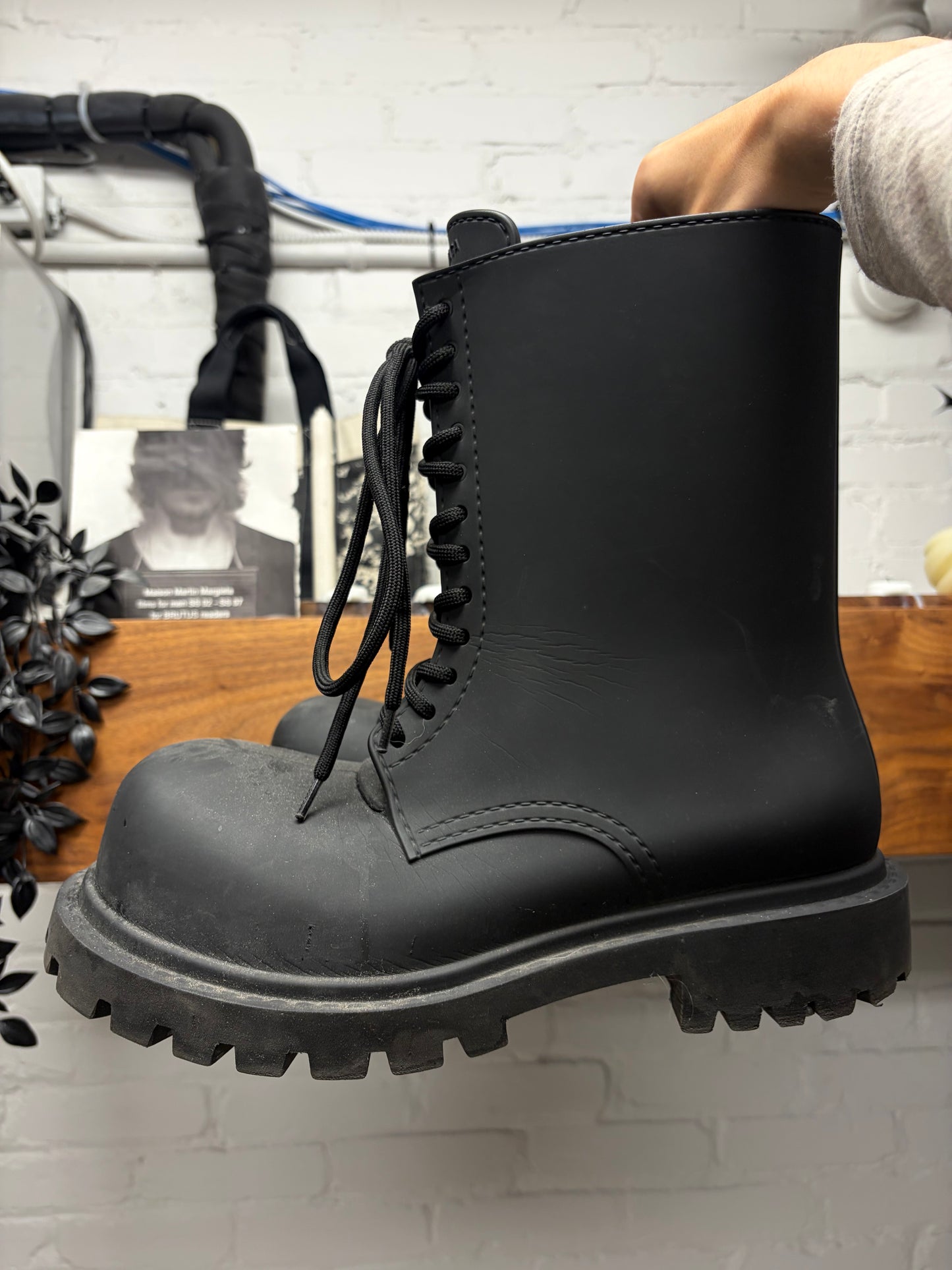 Balenciaga ‘Steroid’ Lace Up Black Oversized Combat Boots